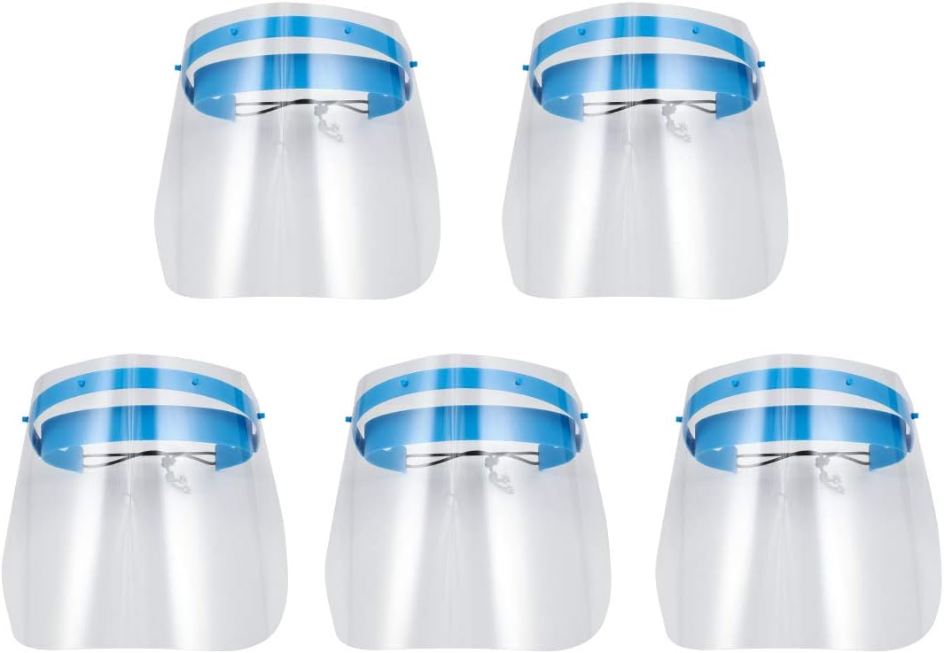 5Pcs Face Shields Supply Anti-fog, Air Pollution, Dust, Adjustable Dental Full Face Cover Plastic Protective Shields