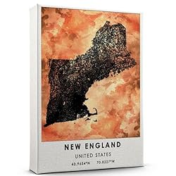 New England Map Poster, United States Map Art