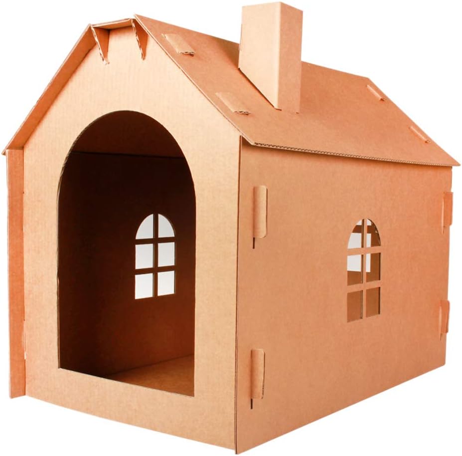 Lazder Cardboard Cat House Pet Cat Furniture Scratcher Kitten Cat Sleeping House Bed Grinding Claw Toy