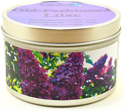 Old-Fashioned Lilac - Container Candle, 6 oz - Made with Beeswax, Coconut and Soy - Black Tin Candle - Handmade in The USA - Candeo Candle