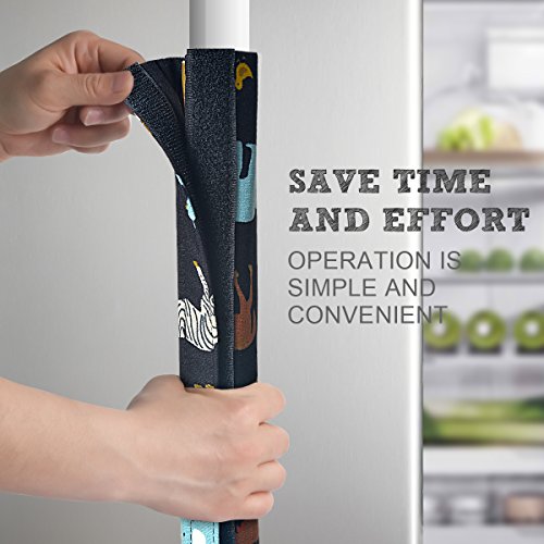Sheskind Refrigerator Door Handle Cover Kitchen Appliance Decor Handles Antiskid Protector Gloves for Fridge Oven Keep off Fingerprints,Liquid,Oil Stain,Food Spot,2 pieces (14.5" 4", LovelyAnimals)