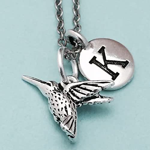 Hummingbird necklace, hummingbird charm, animal necklace