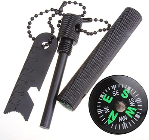 Magnesium flint fire starter 6-in-1 multifunctional Flint + Compass + Scraper + Bottle Opener + Dividing Ruler + Map Rangefinder