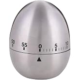 Kitchen Timer for Cooking, Stainless Steel Egg Kitchen Timer | Mechanical Rotating Alarm 60 Minutes Count Down Time Clock for Cooking Learning, with Manual