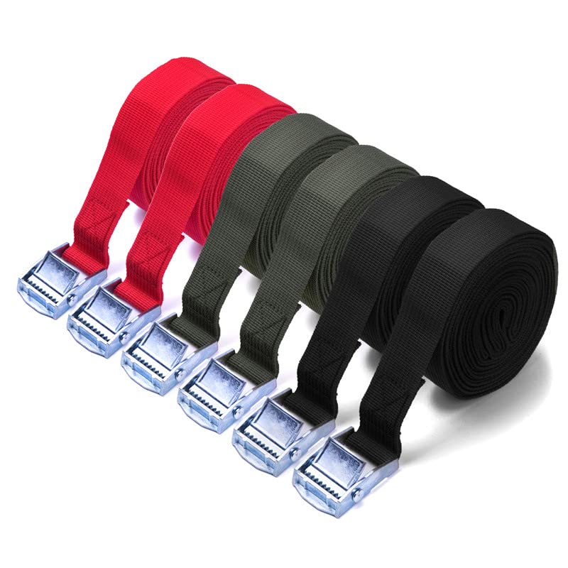 6 Pcs Heavy Duty Ratchet Straps, 5M x 2.5mm Cargo Lashing Straps with Buckle for Bicycle, Car, Trailer