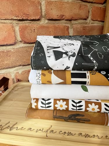 Kit 5 Panos de Prato com Saquinho Presenteável 100% Algodão Ceci Petit Home - Cordel Encantado
