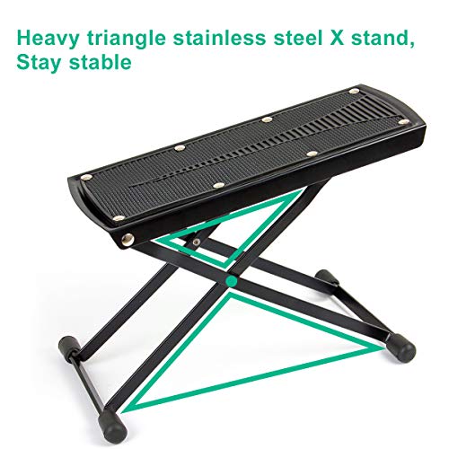 Guitar Foot Rest Stool Adjustable Height Angle Nonslip Rubber Pad