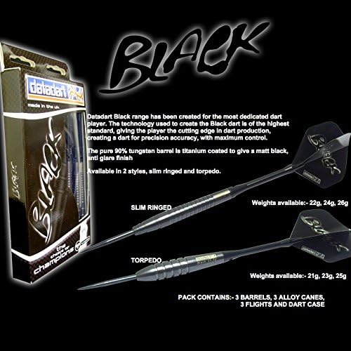 23g DATADART BLACK TORPEDO RINGED DARTS SET