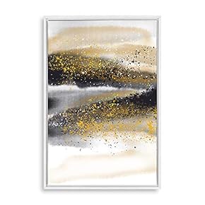 Framed Home Artwork Golden Abstract Art for Living Room Bedroom