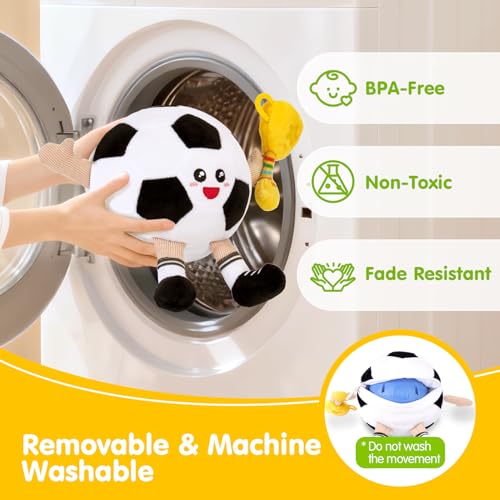 hahaland Baby Toys 6-12 Months – Popping Ball Football Toys Children 1 Year with Music & Recording, Tummy Time Interactive Plush Gifts Baby 6 9 12 Months
