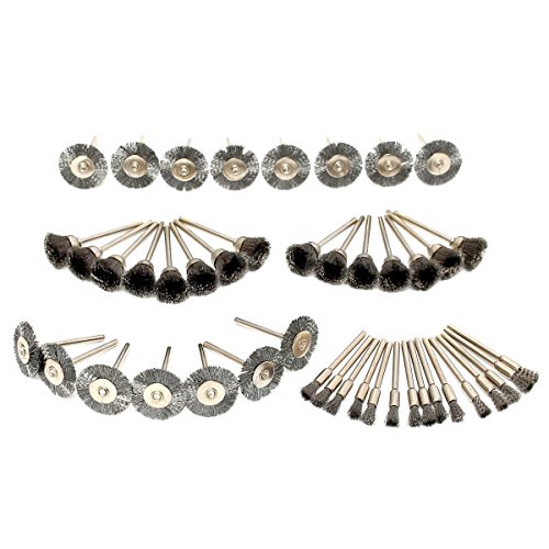 REAMTOP 45Pcs Steel Wire Wheels Pen Brushes Set Kit Accessories for Dremel Rotary Tool