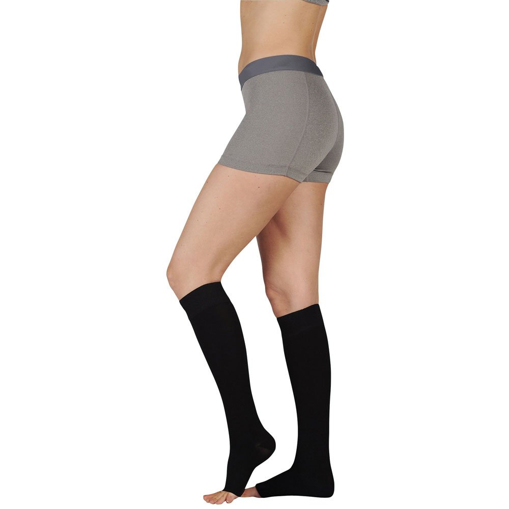 Photo 1 of Juzo Basic 4411ad 20-30mmhg Knee-High Open Toe Compression Stocking ,Black,4 (IV)Regular