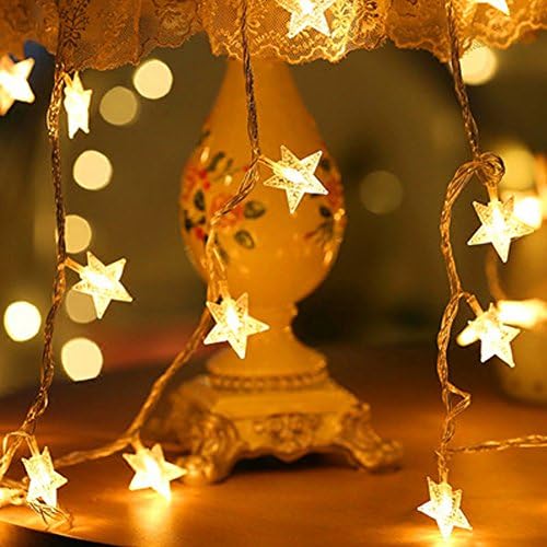 Labife LED String Lights5m / 40ft 220v Warm White Scrub Five Star Light Dimmable Festival Decorative Lights Weddings Family Festival School Party