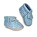 FRILLS Infant Toddlers Baby Boys Girls Soft Soled Fringe Crib Shoes PU Moccasins (0-6 M / 11cm - length, 6cm - width, Baby Blue)