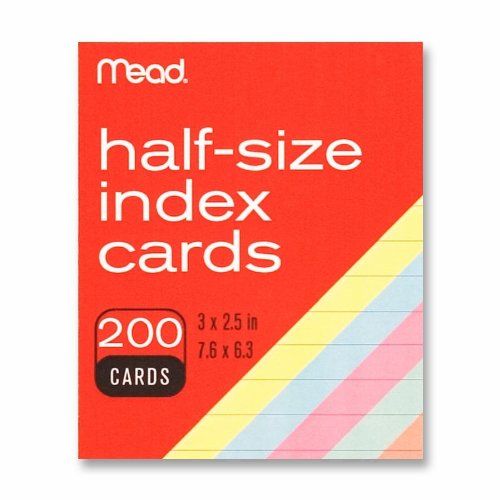 Mead Colored Index Cards, 3 X 2.5 Inches (63039)