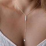 Women's Simple Gold Ring Circle Bar Pendant Shiny Alloy Short Necklace