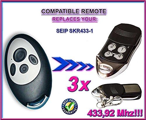 3 X SEIP SKR433-1 compatible remote control replacement transmitter, 433.92Mhz rolling code keyfob. 3 Pieces!!!