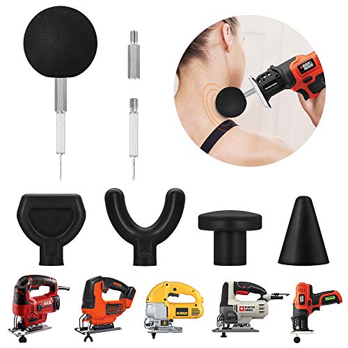 Jigsaw Massage Tip, VEEAPE Massage Gun Tips Theragun Accessories, 5 Tissues Percussion Massager Tips with Extra Fortified T Bit Reciprotools Universal Adapter Muscle Relaxation Trigger Massager Heads