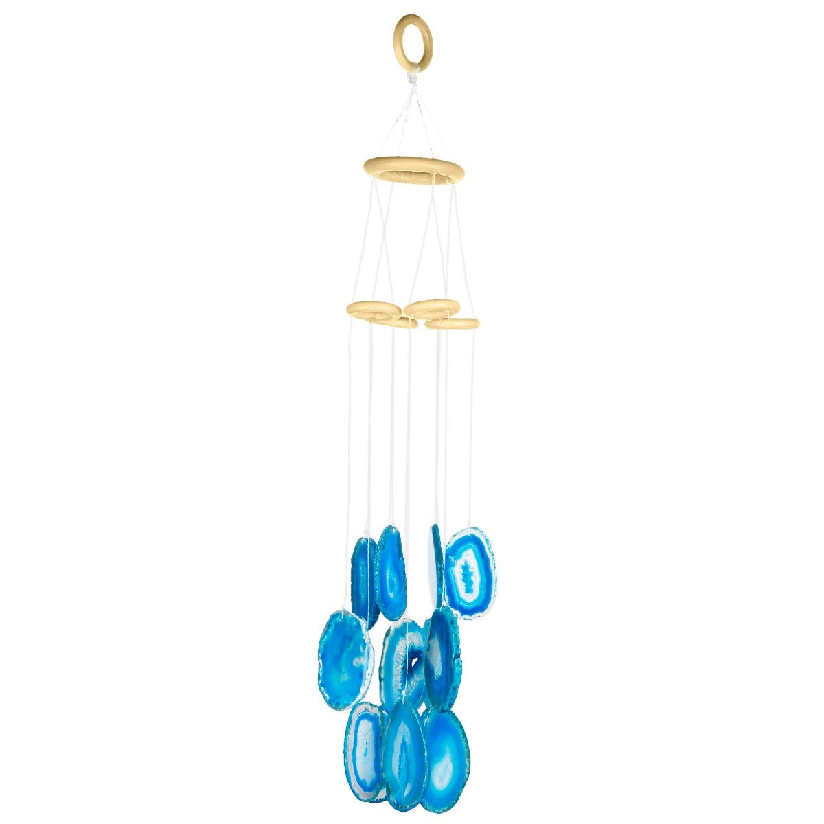 KYEYGWO Bleu Agate Stone Wind Chimes Outdoor Indoor, Crystal Wind Catcher for Home Garden Decoration 19.7"-23.6"