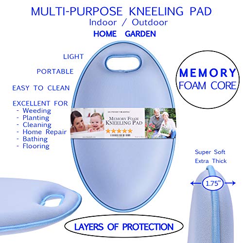 OUTWEST TRADING 1.75 Inch Thick Memory Foam Kneeling Pad - Garden Kneeler for Gardening, Floor Cushion for Baby Bath, mat for Exercise & Fitness Like Yoga or Pilates at The Gym