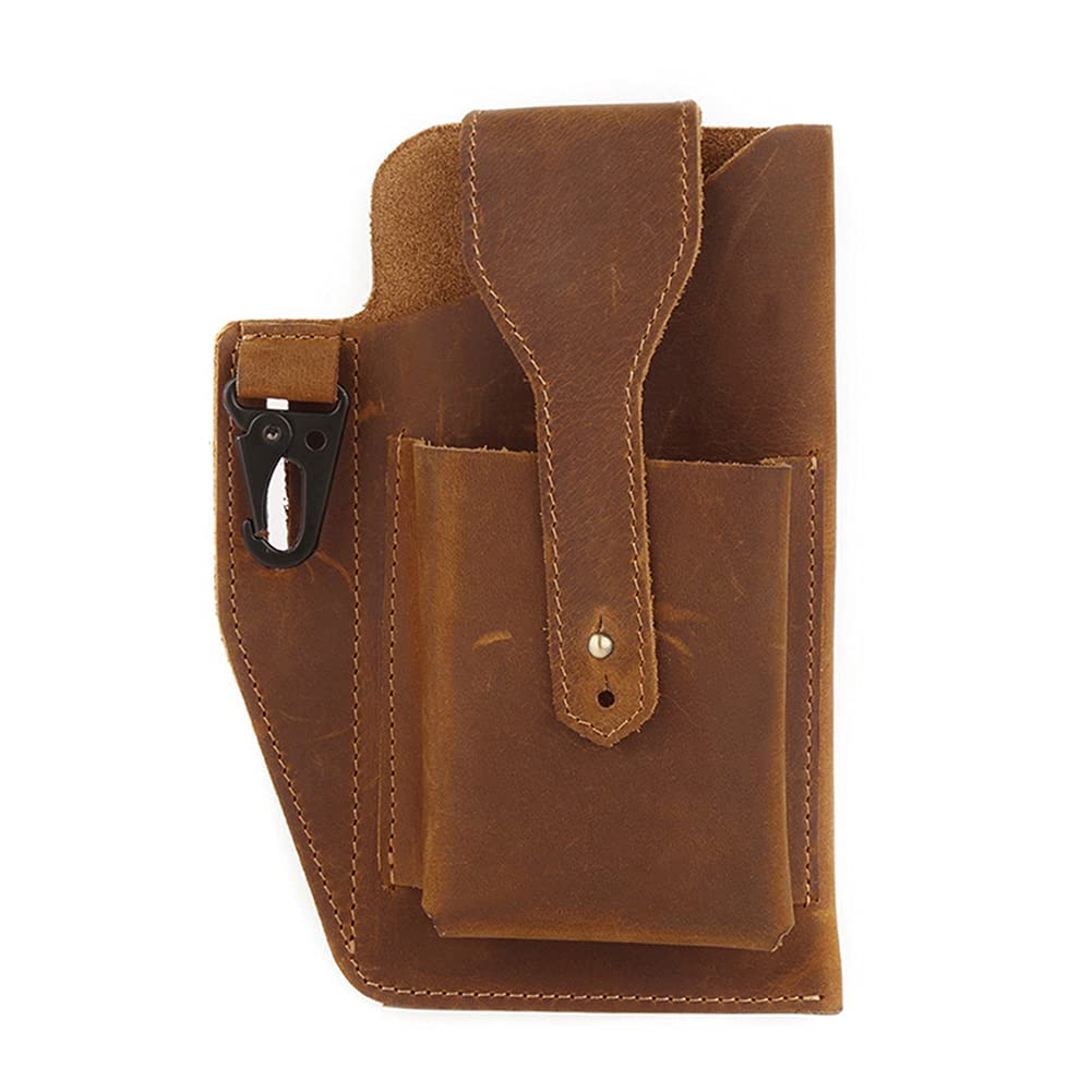 Uposao Leather Cell Phone Pouch Belt Loop Multitool Sheath with Key Holder Waist Bag with Phone Holster for Men