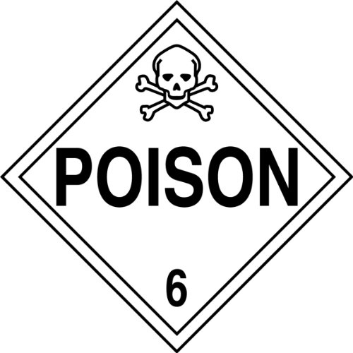 Accuform MPL601VS100 Adhesive Vinyl Hazard Class 6 DOT Placard, Legend "Poison…