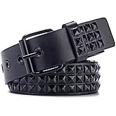 FOCAST Black Studded Belt Punk Rock Rivet Belt Grommet Threads belt with Bright Metal Pyramid for Women Men