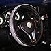 Carfond PU Leather Crystal Steering Wheel Cover, with Bling Bling Rhinestones 15 inch Black/siilver