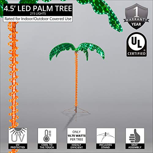 Deluxe Tropical LED Rope Light Palm Tree with Lighted Holographic Trunk
