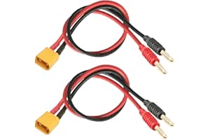 WOODGUILIN XT30 Connector Plug,4mm Banana Plugs Battery Charge Lead Adapter,with 16AWG 30CM Cable Connector,Battery Connect Cable for RC Helicopter Quadcopter Lipo Battery(2 Pack XT30)