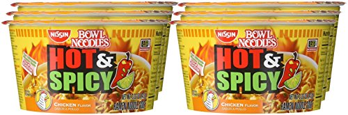 NISSIN NOODLE BOWL, HOT AND SPICY CHICKEN, 3.32 OUNCE (PACK OF 6)