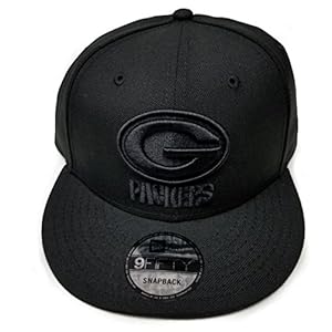 New Era Green Bay Packers 9Fifty Black & Black Logo Adjustable Snapback Hat NFL 512Xa3dy9SL