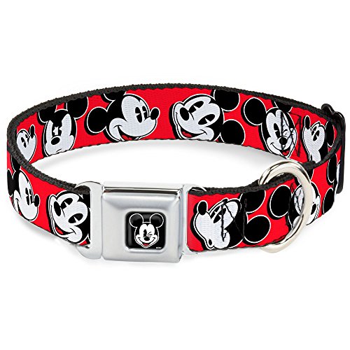 Buckle-Down DC-WDY098-WL DYBP Mickey Mouse Winking Full Color Black Dog Collar, WIDE-Large/18-32"