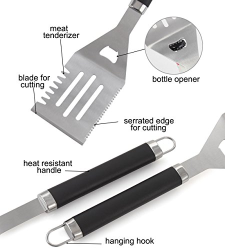 Grilljoy 7PCS BBQ Grill Tools Set, Heavy Duty Stainless Steel Accessories with Apron Storage Bag, Complete Outdoor Grilling Kit for Dad, Birthday Gift for Man