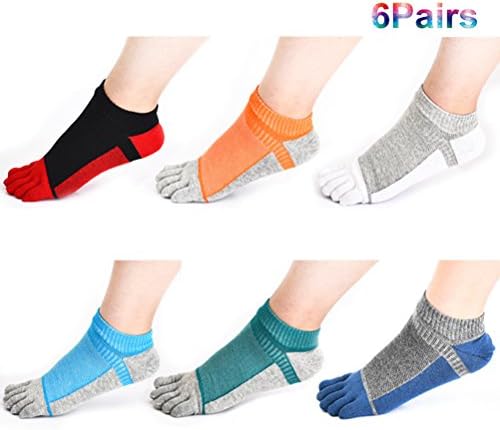 Mercea Five Finger Toe Socks Soft Breathable Running Crew for Men Women 6 Pack