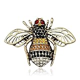 Botrong Brooches for Women, Fashion Chic Crystal Rhinestone Bee Retro Bronze Brooch Artificial Diamond Jewelry (Gold)