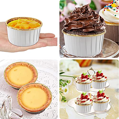 Cupcake Liners With Dome Lids 100 Pack,LNYZQUS 5.5 Oz Foil Cupcake Tins