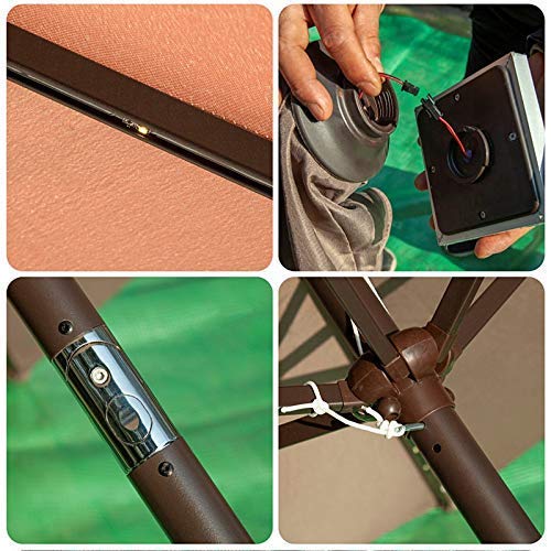 CHHD Sonnenschirme, 2,5 m im Freien Selbstaufladend 30 LED Sonnenschirm Patio Solar Sonnenschirm Garten Cantilever… – Bild 6