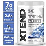 XTEND Original BCAA Powder Blue Raspberry Ice | Sugar Free Post Workout Muscle Recovery Drink with Amino Acids | 7g BCAAs for Men & Women| 30 Servings