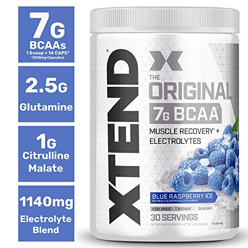 XTEND Original BCAA Powder Blue Raspberry Ice | Sugar Free Post Workout Muscle Recovery Drink with Amino Acids | 7g BCAAs for Men & Women| 30 Servings