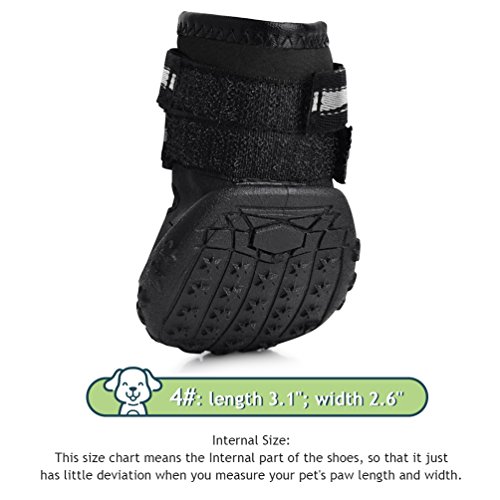 Petacc 4 Piece Dog Shoes Waterproof Dog Boots Anti-Slip Snow Boots Warm Paw Protector for Medium/Large Dogs Labrador Husky Shoes (4(2.5"x1.9"), Black) - Thumbnail 3
