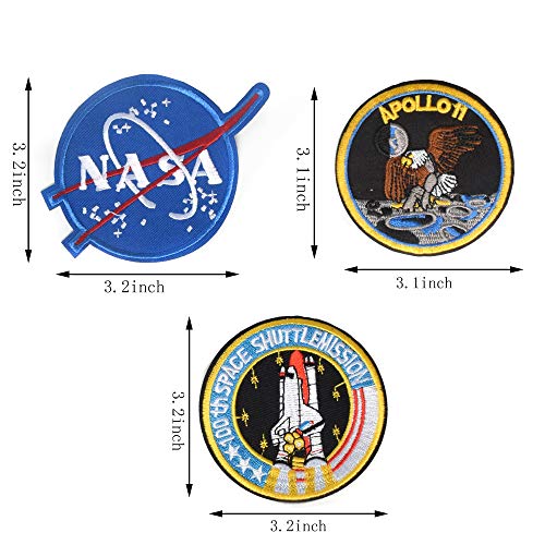 J.CARP 8pcs NASA Iron On or Sew On Embroidery Patches, NASA Office Logo, USA Flag Patch for DIY Jeans, Jacket, Kid\'s Clothing, Bag, Caps, Arts Craft Sew Making