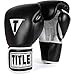 TITLE Boxing Pro Style Leather Training Gloves, Black/White, 16-Ounce