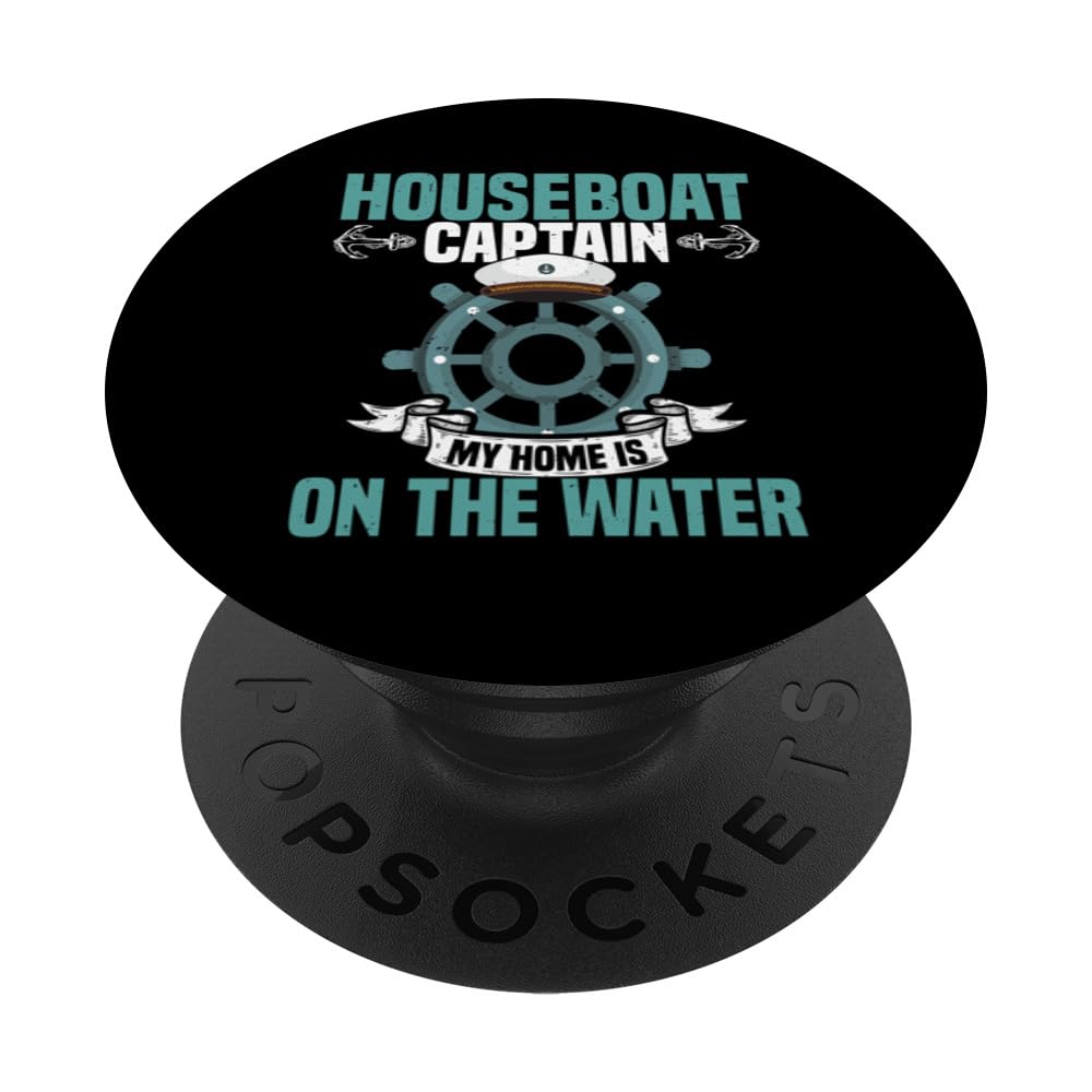 Houseboat House Boat Lake Boating captain PopSockets Swappable PopGrip