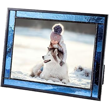 J Devlin Colored Easel Back Series - Stained Glass 5x7 Picture Frame Displays Horizontally or Vertically (Blue)