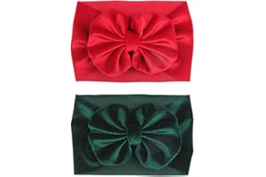 YanJie Baby Girl Bows Christmas Velvet Baby Headbands Big Baby Bows Wide Head Wrap Hair Accessories for Toddlers Newborn Infants Kids(Red-Green)