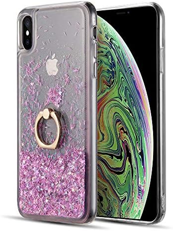 HD Accessory Quicksand Glitter Case with Smart Loop Ring Holder for iPhone Xs Max - Purple