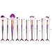 Mermaid Makeup Brush Set Iskas 10pcs Make Up Brushes Kit Soft Nylon Bristles Foundation Blending Blush Concealer Cosmetics Beauty Tools - Multicolor Gradient