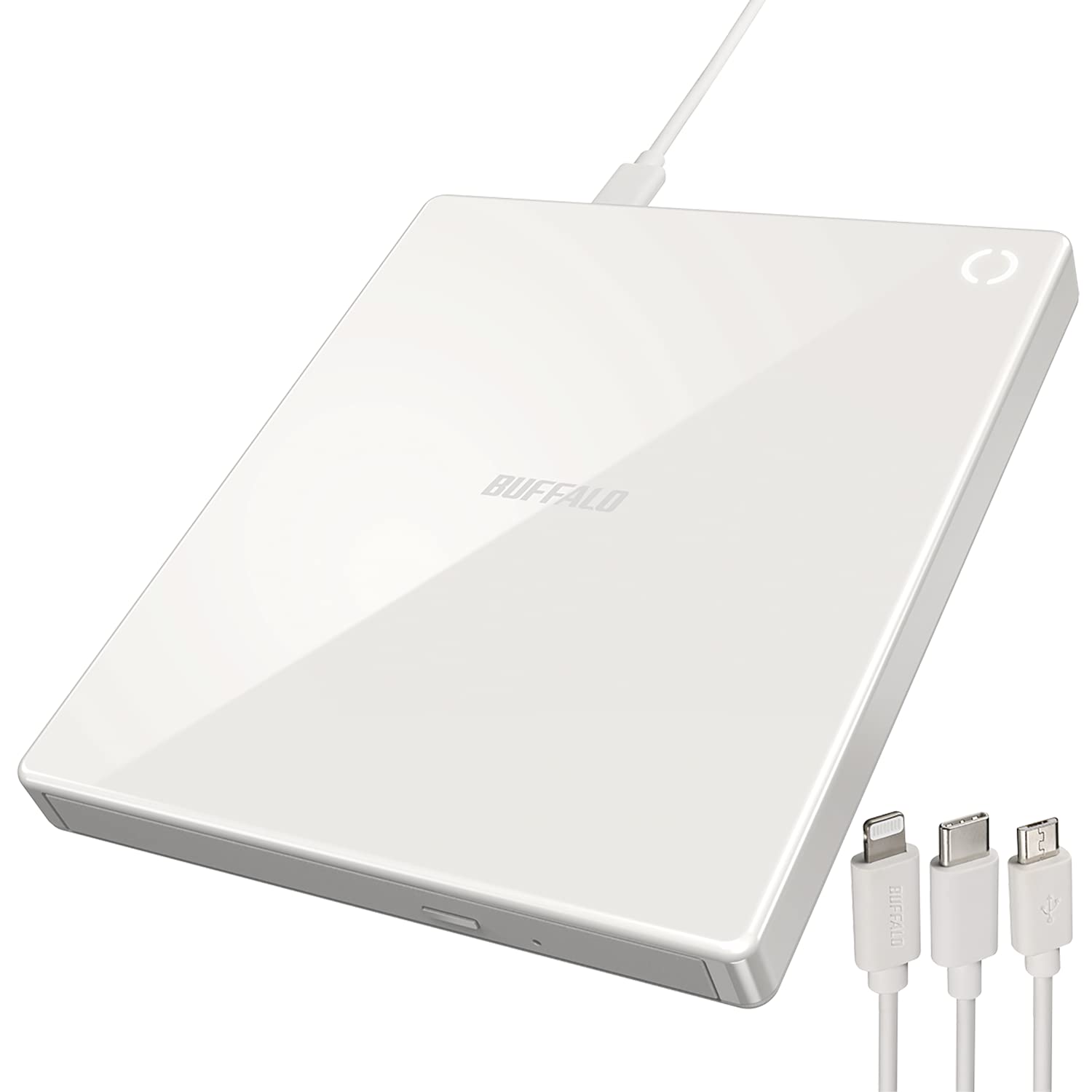 バッファロー ラクレコ＋ iPhone スマホ CD 取り込み CDレコーダー 語学 学習 プレーヤー パソコン不要 ケーブルモデル 【 iPhone 16 ・ Android/iPad/ウォークマン (Androidモデル) / Fireタブレット 対応 】 ホワイト RR-C1-WH/N商品画像