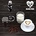 Milk Frother Coffee Art Set - Handheld Electric Portable Drink Mixer Battery Operated Foam Maker Wand - Cappuccino Hot Chocolate Latte Frappe - Stainless Steel Stand - Cocoa Shaker - 4 Art Stencils
